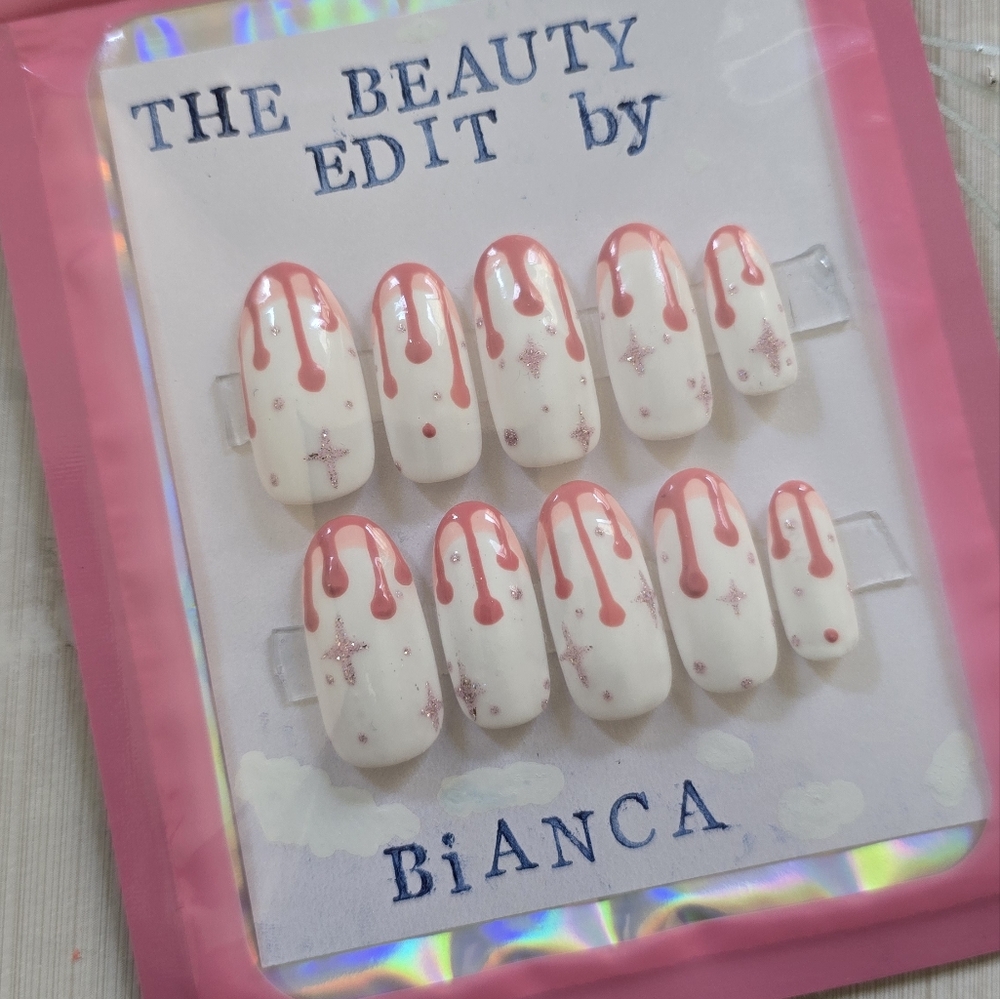 Press-On Nails - White w/ French & Other Accents